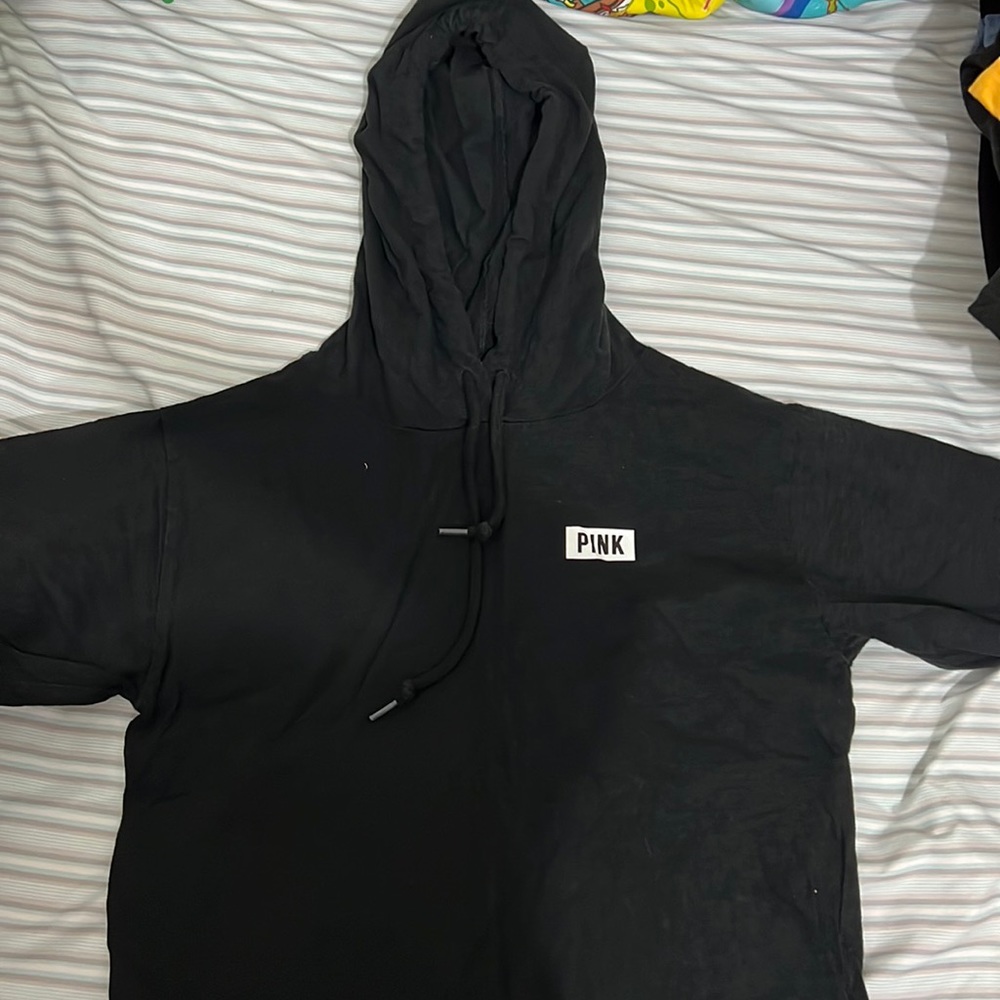 Black pink long sleeve with a hood